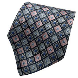 Pierre Cardin Men's Silver Pink Blue Geometric Classic Silk Necktie